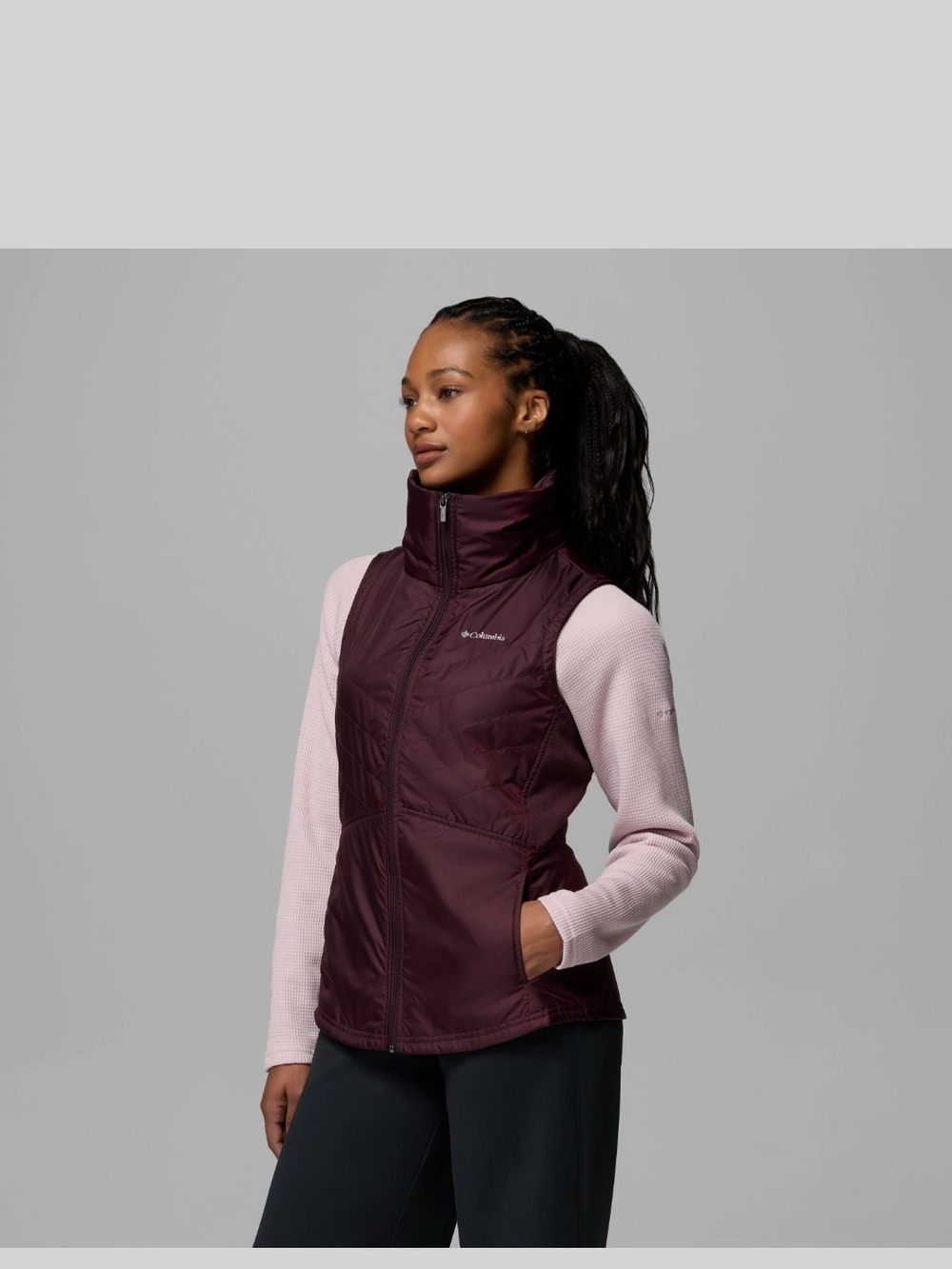 Columbia Women's Maroon Quilted Insulated Vest Large Long